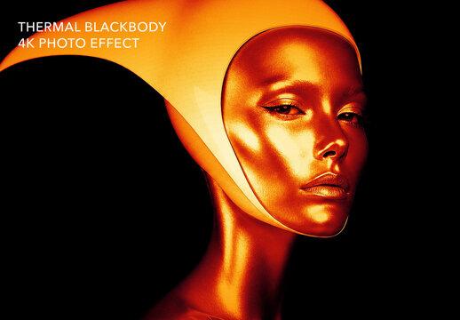 Blackbody Heat Photo Effect Template - Black Red Molten Metal Furnace Glow Portrait Filter