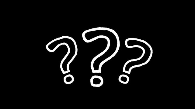 Hand Drawn Question Mark Symbols Animation on Black Background