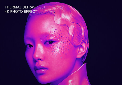 Ultraviolet Blacklight Photo Effect Template - Neon Purple Magenta UV Portrait Filter