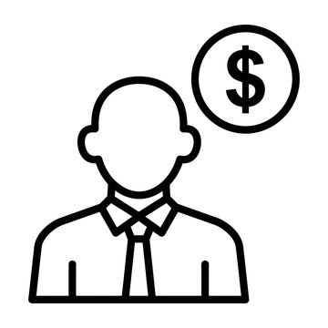 Businessman icon with dollar sign symbol for finance and salary