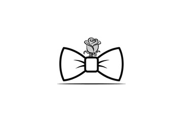 Fototapeta premium Elegant Bow Tie with Rose Flower Logo Design Vector Vector Concept (Gentleman & Formal Wear Emblem)