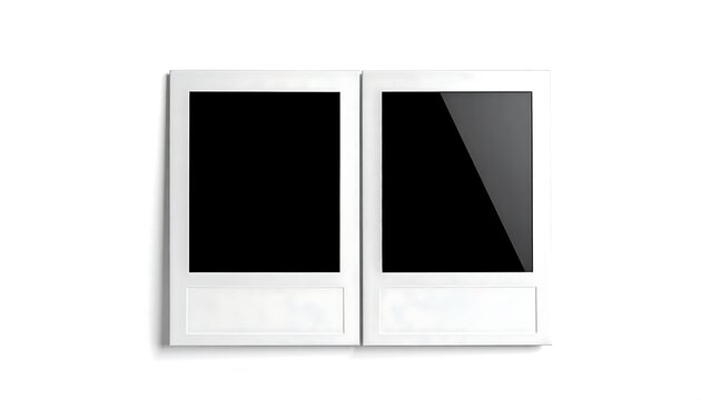 Two Blank Instant Photo Frames Mockup Template with Realistic Shadow on White Background for Photography Presentation