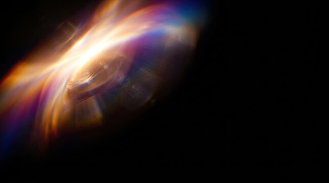 Abstract Light Leaks and Lens Flare Overlay on Black Background
