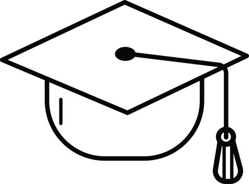 Graduation cap vector illustration featuring a clean minimalist line art design perfect for academic projects and educational school branding icons