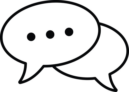 Minimalist speech bubble vector illustration featuring clean black outlines and rounded shapes suitable for modern digital communication and social media