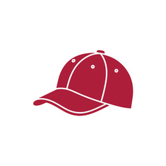Fototapeta premium Baseball Cap icon, red sports headwear silhouette for casual fashion and athletic themes, clean vector illustration