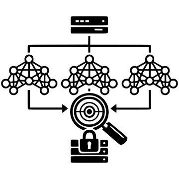 AI Network Security Model Monitoring and Cybersecurity Neural Network Technology Icon