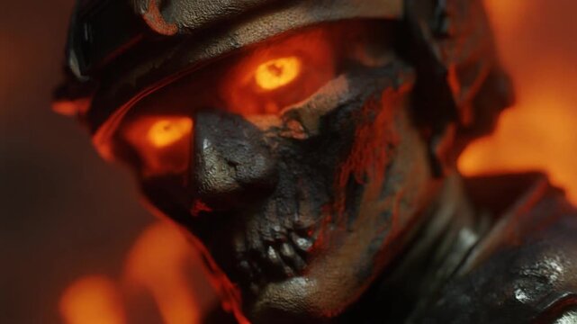 Humanoid Robot with Glowing Eyes in Extreme Heat, Embodied AI Future Technology