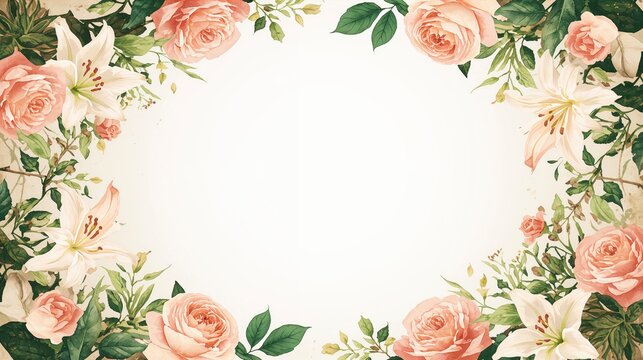 Watercolor Floral Border Background