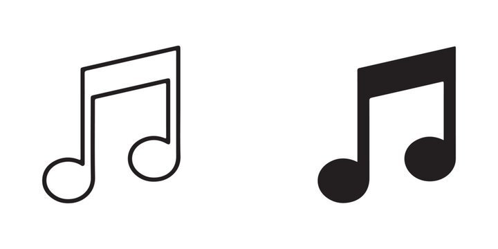 musical notes icons featuring quarter note symbols in outline and filled styles for creative projects