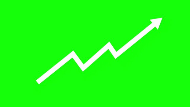 Growing Arrow Graph Animation for Business Growth on Green Screen