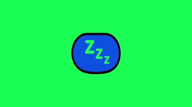 Minimalist icon featuring green zzz sleep letters inside a blue rounded shape on a bright green background
