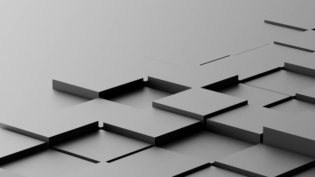 Abstract Minimalist Grey Geometric Blocks Seamless Motion Loop Background 4K