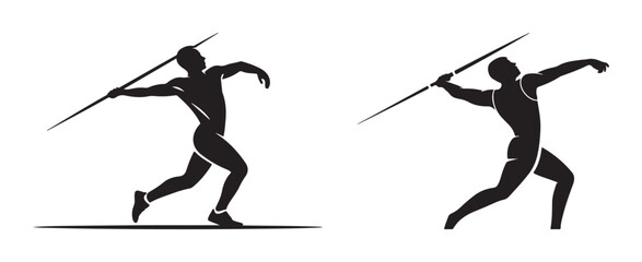 Fototapeta premium Javelin Thrower Silhouette Throwing Javelin Isolated Vector Illustration