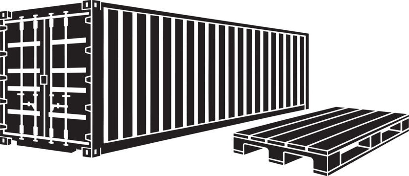 Shipping container with wooden pallet for global logistics and cargo transportation storage services.