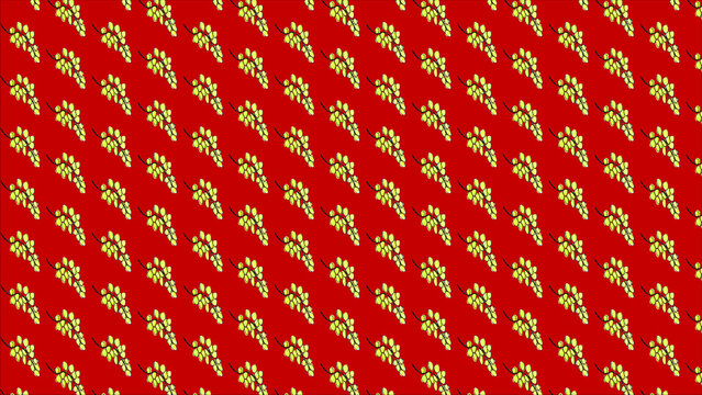 Hand Drawn Scanned Green Grapes Seamless Pattern on Red Background 8K High Resolution