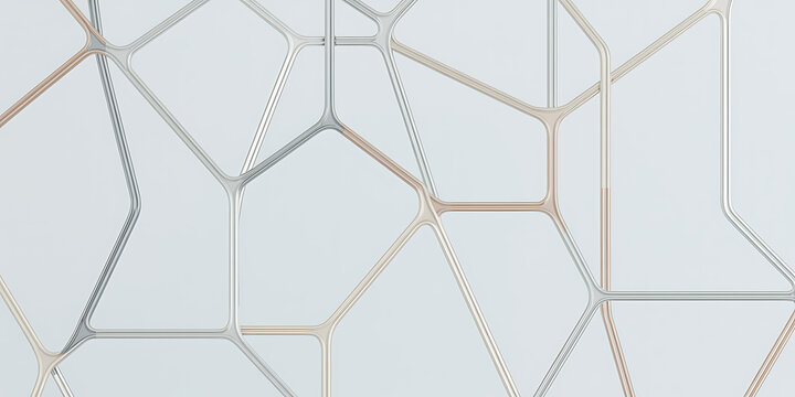 Minimalist geometric pattern background, abstract white Voronoi mesh texture, elegant architectural lattice design for modern web banners