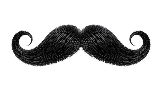 Black handlebar mustache icon isolated on white background for barber shop design