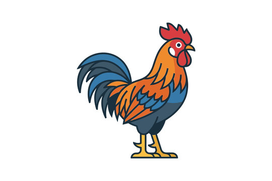 Rooster Flat Vector Illustration