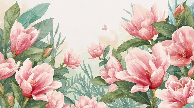 Pink Watercolor Floral Background