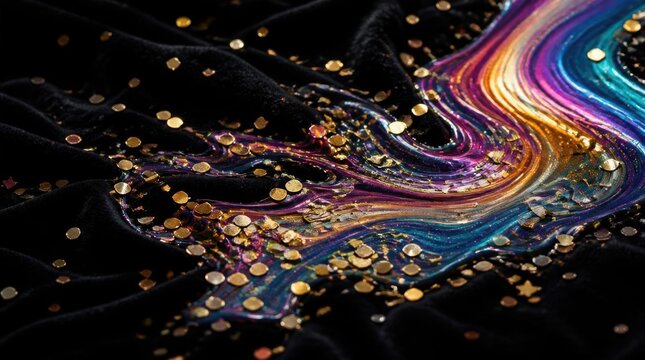 Abstract Swirl of Iridescent Paint Merging with Metallic Textures - Gigapixel High-Fidelity v2-6x