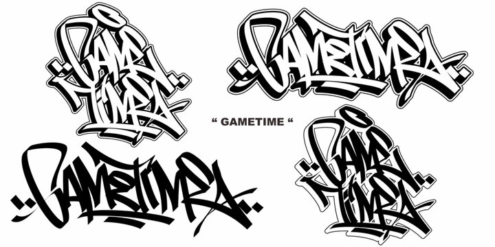 Gametime lifestyle of basketball typography graffiti tagging chisel style