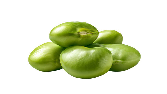 Fresh lima beans with smooth skin and detailed natural texture, realistic isolated PNG on transparent background
