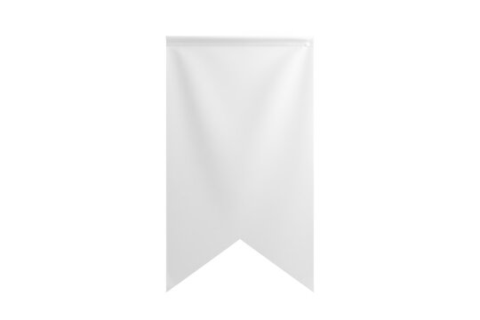 White hanging ribbon banner with V shaped end