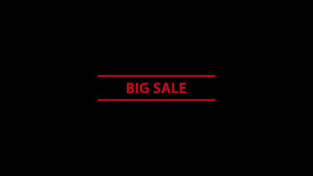Big sale red text promotional motion graphic animation black background commerce
