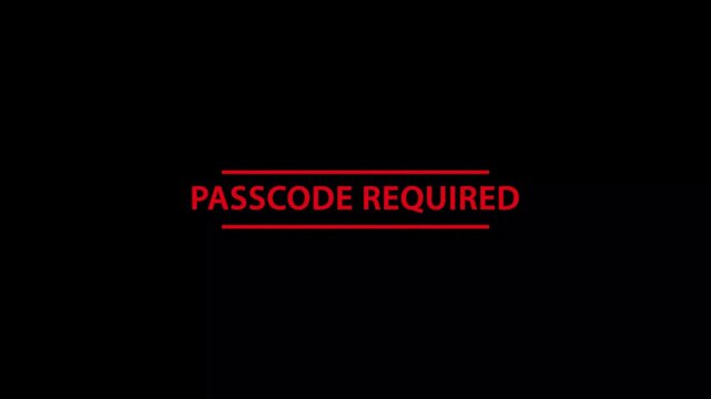 Passcode required text graphic red lines animation video background security