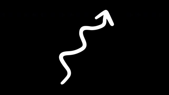 Animated Hand Drawn Wavy White Arrow Pointing Upwards