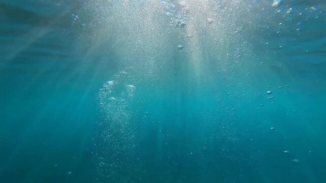 Sunlight Rays through Underwater Bubbles 4K Generative AI