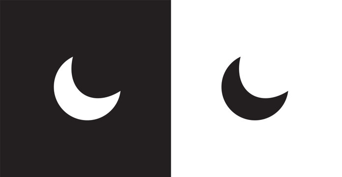 Crescent Moon Icon Set in Black and White background. Minimal Night, Lunar and celestial Symbol Vector. isolated vector graphic suitable for websites, apps, branding. eps10
