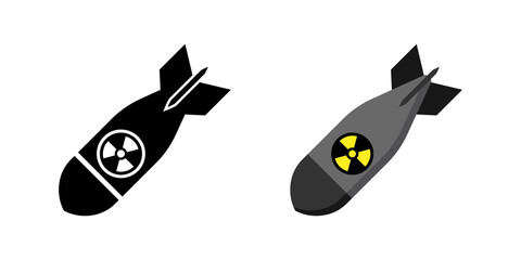 Fototapeta premium Nuclear weapon icon. Atomic bomb, explosive missile symbol. Transparent PNG and vector illustration