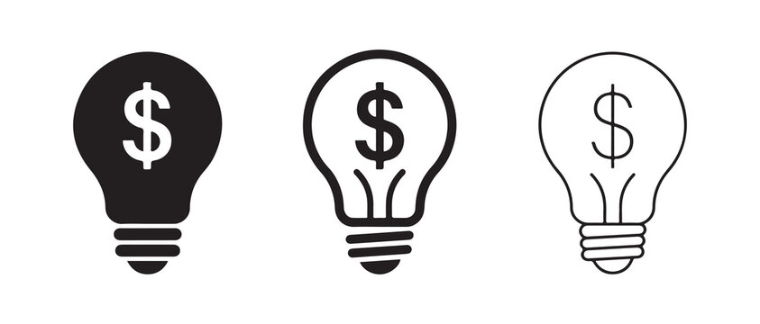 lightbulb icons with dollar signs representing money ideas creativity and innovation concepts
