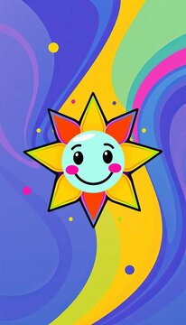 Colorful abstract design with smiley face star face round face happy face smily face smiley face vector vector illustration background, squares, whimsical