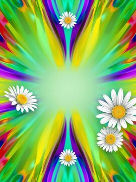 Colorful abstract flower design with daisy elements, retro, flowers