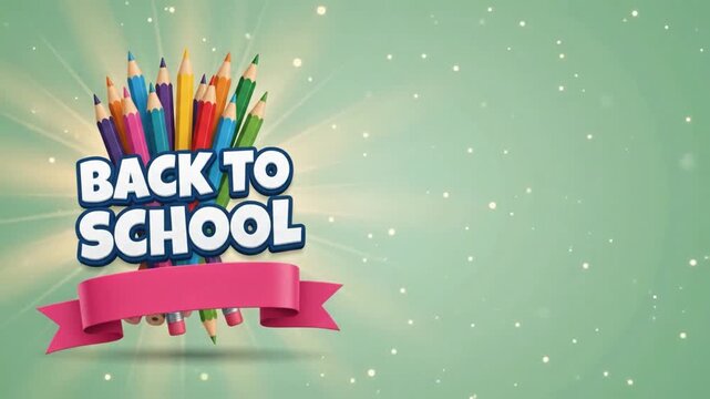 Back to School Banner with Art Supplies and Notebook Education Kids 4K