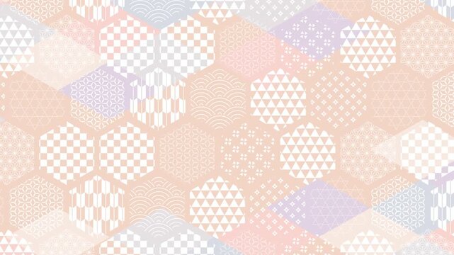 Hexagonal Japanese Traditional Pattern Mosaic 4K
