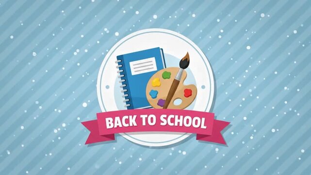 Back to School Banner with Art Supplies and Notebook Education Kids 4K