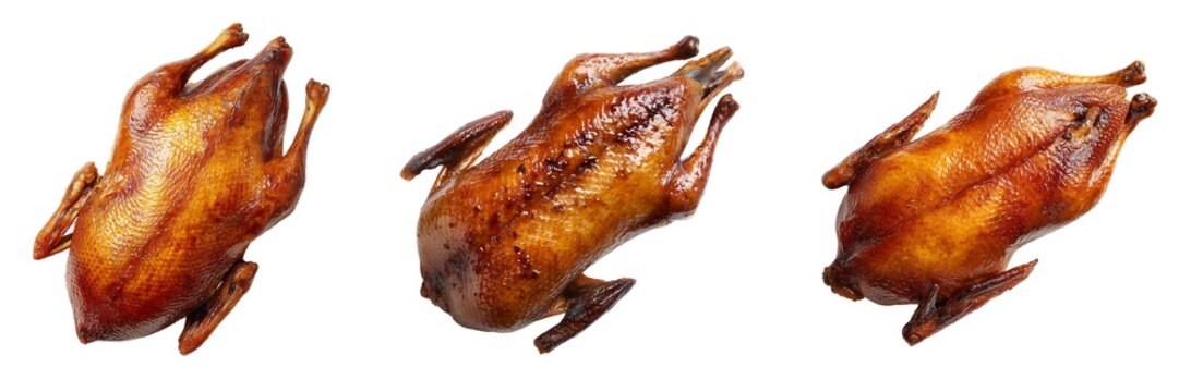 Whole roasted turkey roasted chicken poultry set isolated on transparent background