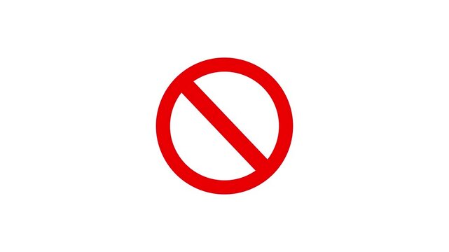International prohibition sign, No symbol. CG animation on white background.