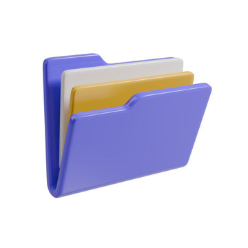 3D Illustration Render File Folder with Documents for Business Data Storage and Office Archive Icon