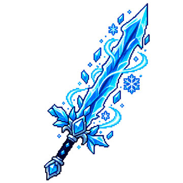 ice-sword-with-pixel-art-style