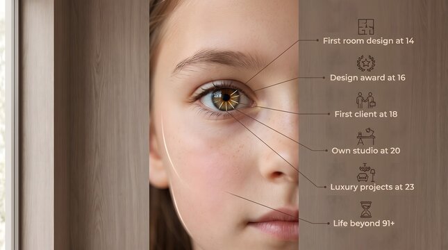 Young girl face portrait infographic overlay technology concept with infographic technology portrait