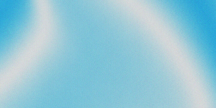 Abstract grain light blue gradient background with symmetrical soft blurred bright white glowing arcs creating balanced texture design.