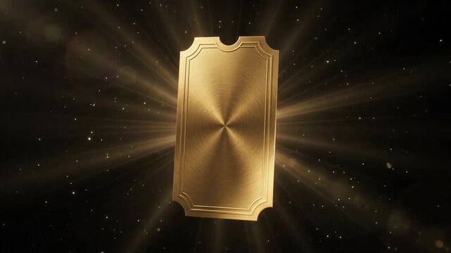 Elegant Golden Ticket with Radiant Light on Dark Premium Setting HD 4K