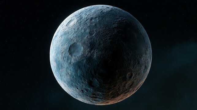 Full rocky moon with craters is isolated on transparent background. Ideal for space exploration themes and scientific presentations about astronomy.
