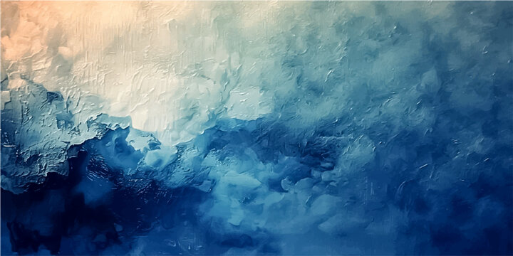 Abstract turbulent ocean wave with frothy white crests and deep blue water in dramatic contrast.