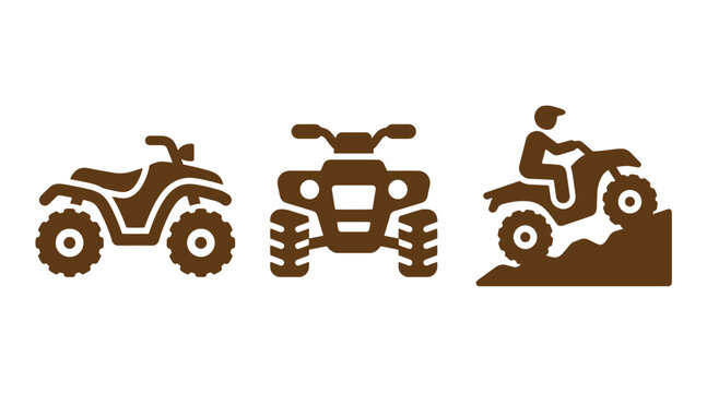 All terrain vehicle graphic collection showing atv quad bikes and riding with four wheeler transport motorcycle adventure recreation illustration activity movement
